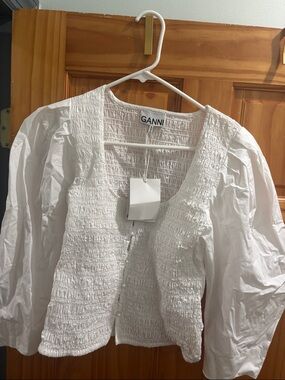 NWT Ganni Cotton Poplin Smock top in White